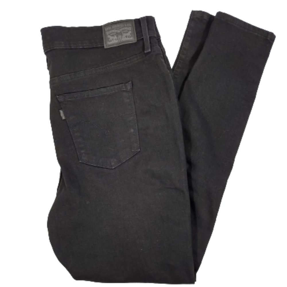 Levi's 720 High-Rise Super Skinny Black Jeans Women Size 18 W34 L30 Distressed